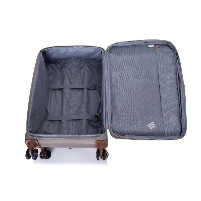 4-Piece Softshell Suitcase Terylene Luggage Sets with Spinner Wheels,Khaki