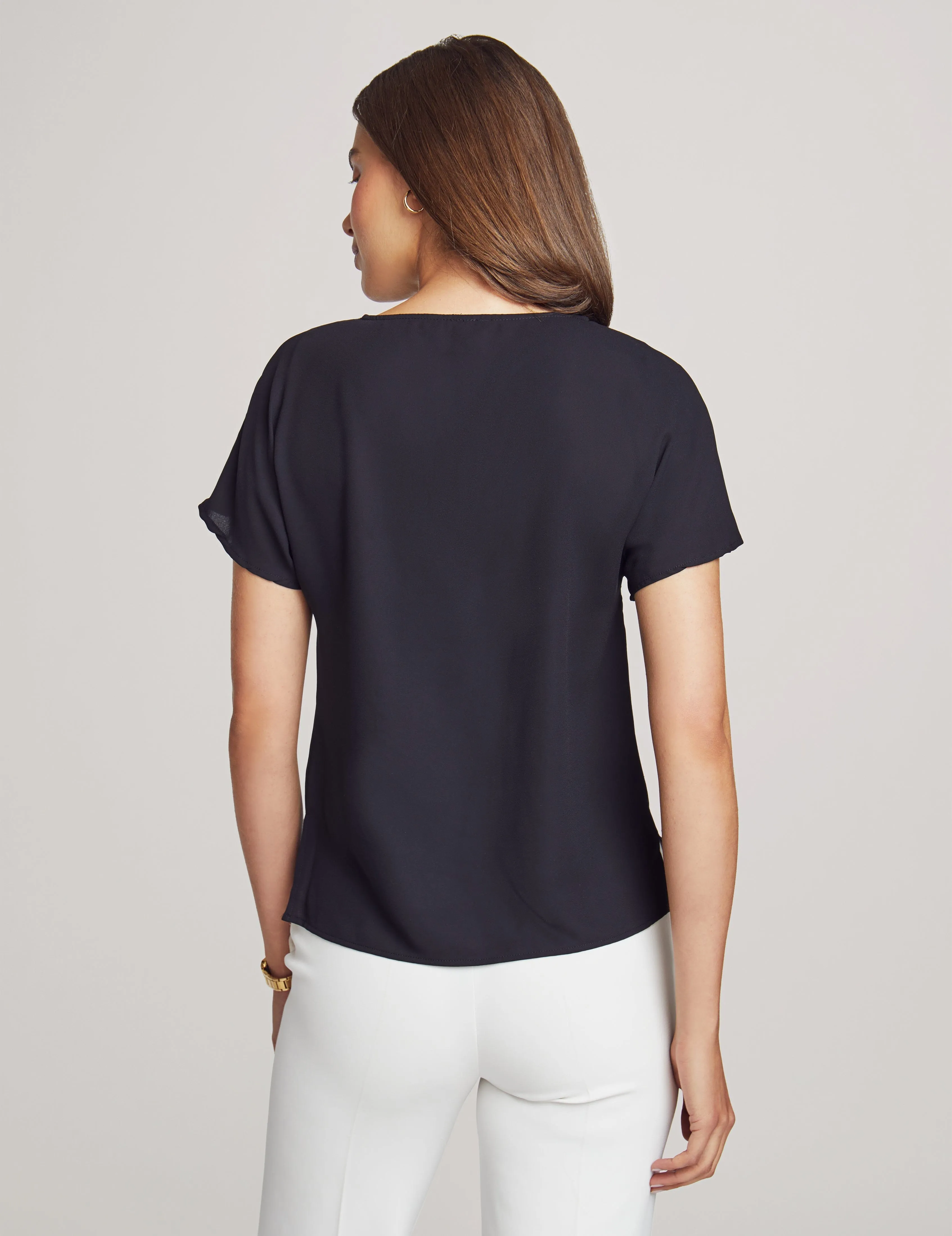 Bateau Neck Short Sleeve Blouse- Sale