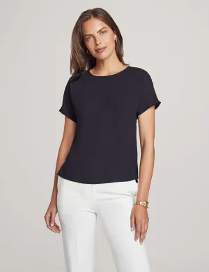 Bateau Neck Short Sleeve Blouse- Sale