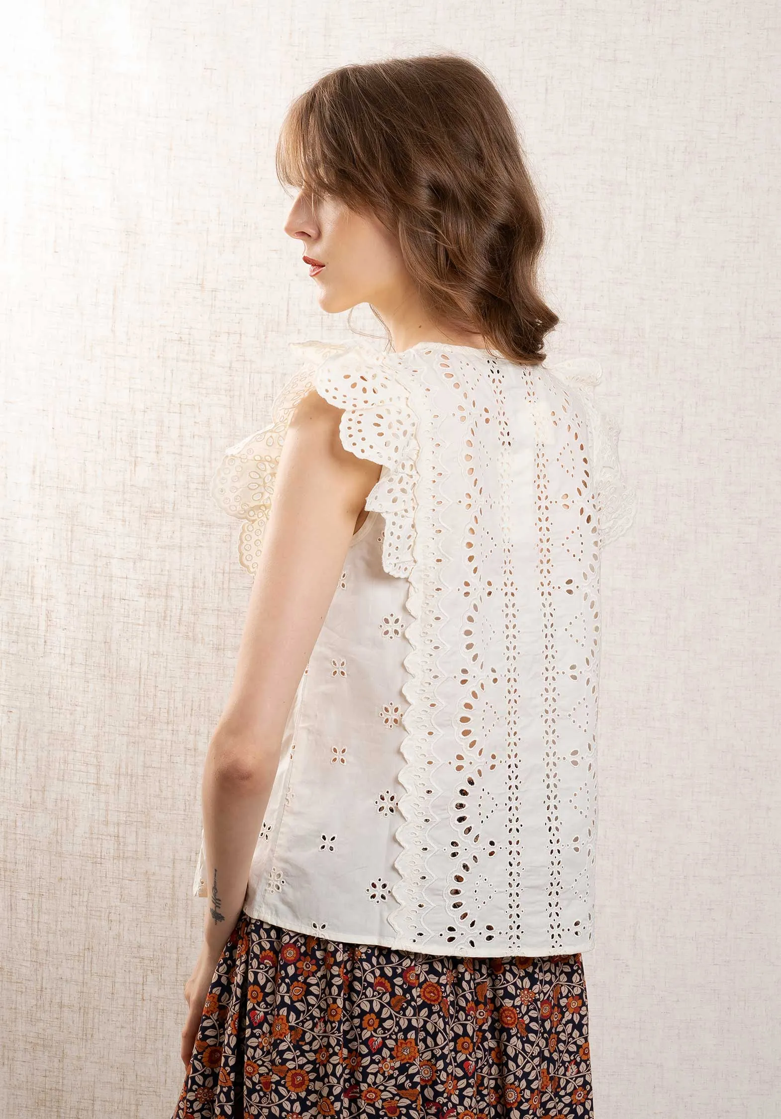 Blouse Lainey Emb Aw24-035 Cream