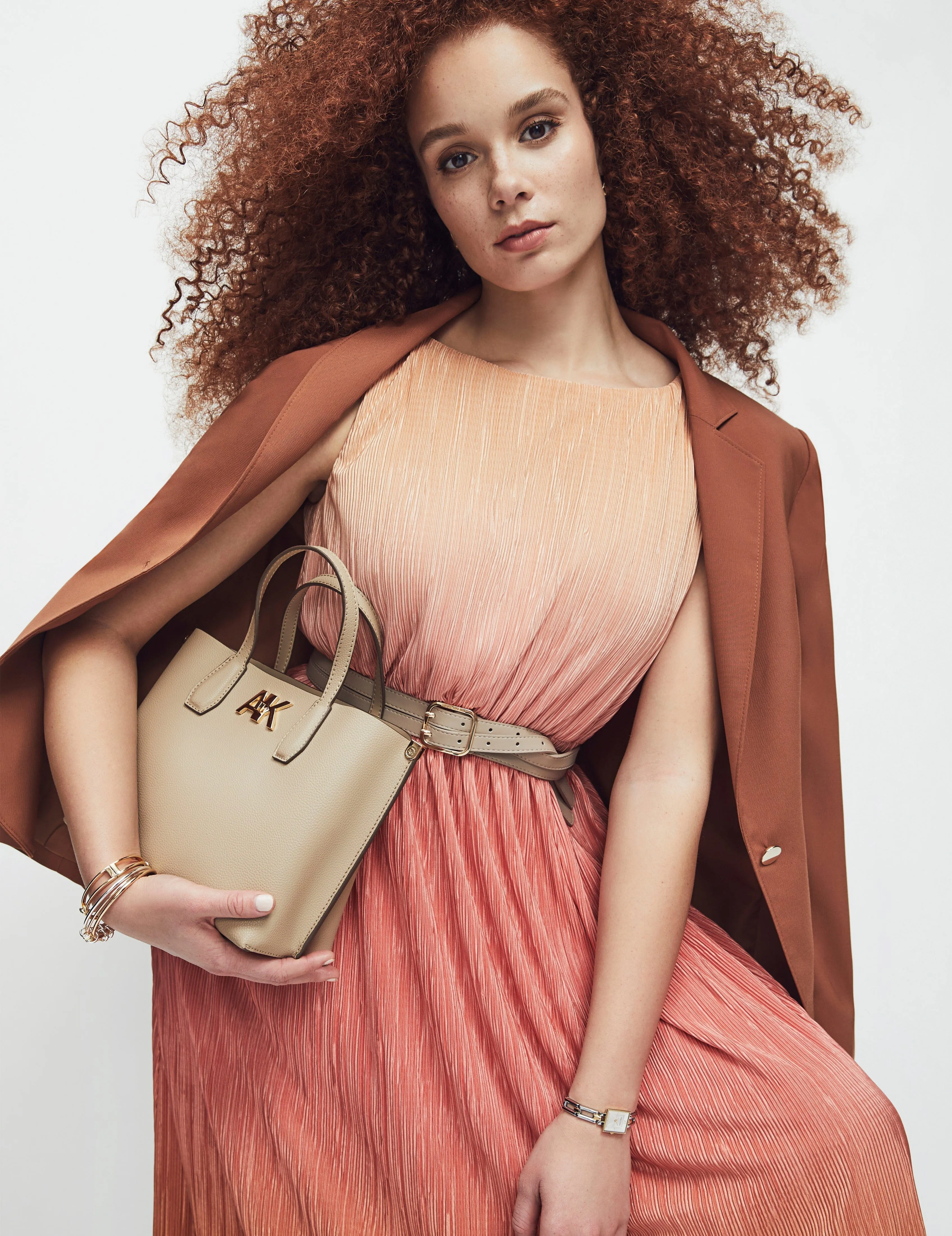 Boatneck Pleated Ombre Midi Dress- Sale