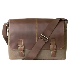 Boconi Bryant LTE Slim Double Buckle Canvas & Leather Messenger W RFID