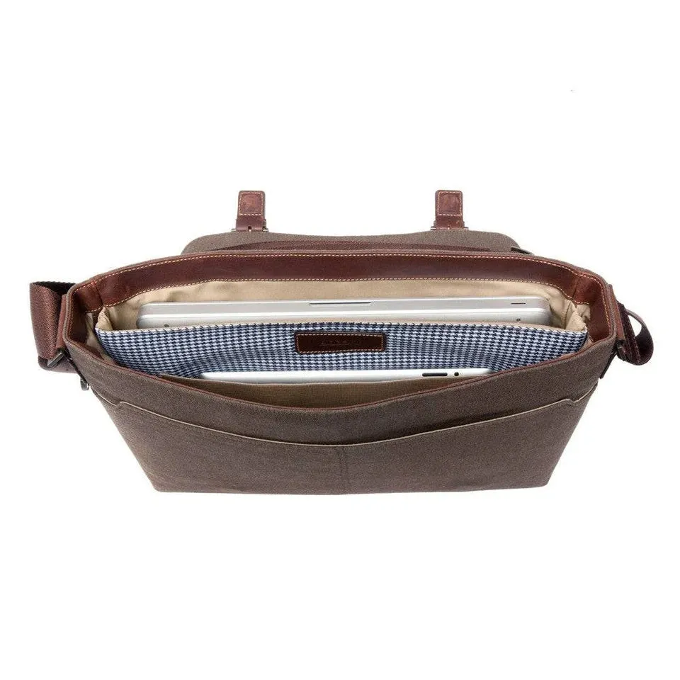 Boconi Bryant LTE Slim Double Buckle Canvas & Leather Messenger W RFID