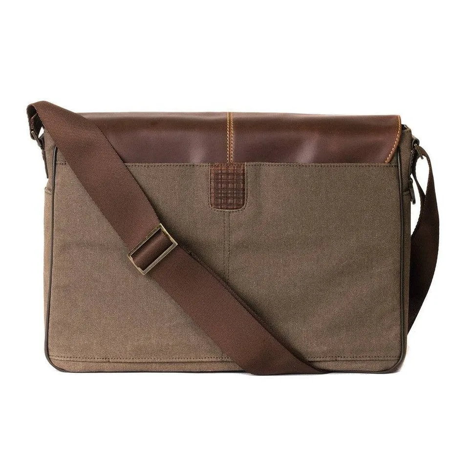 Boconi Bryant LTE Slim Double Buckle Canvas & Leather Messenger W RFID