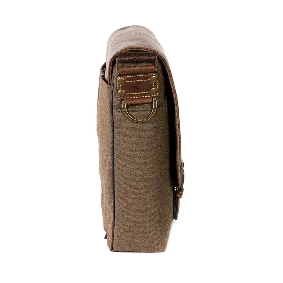 Boconi Bryant LTE Slim Double Buckle Canvas & Leather Messenger W RFID