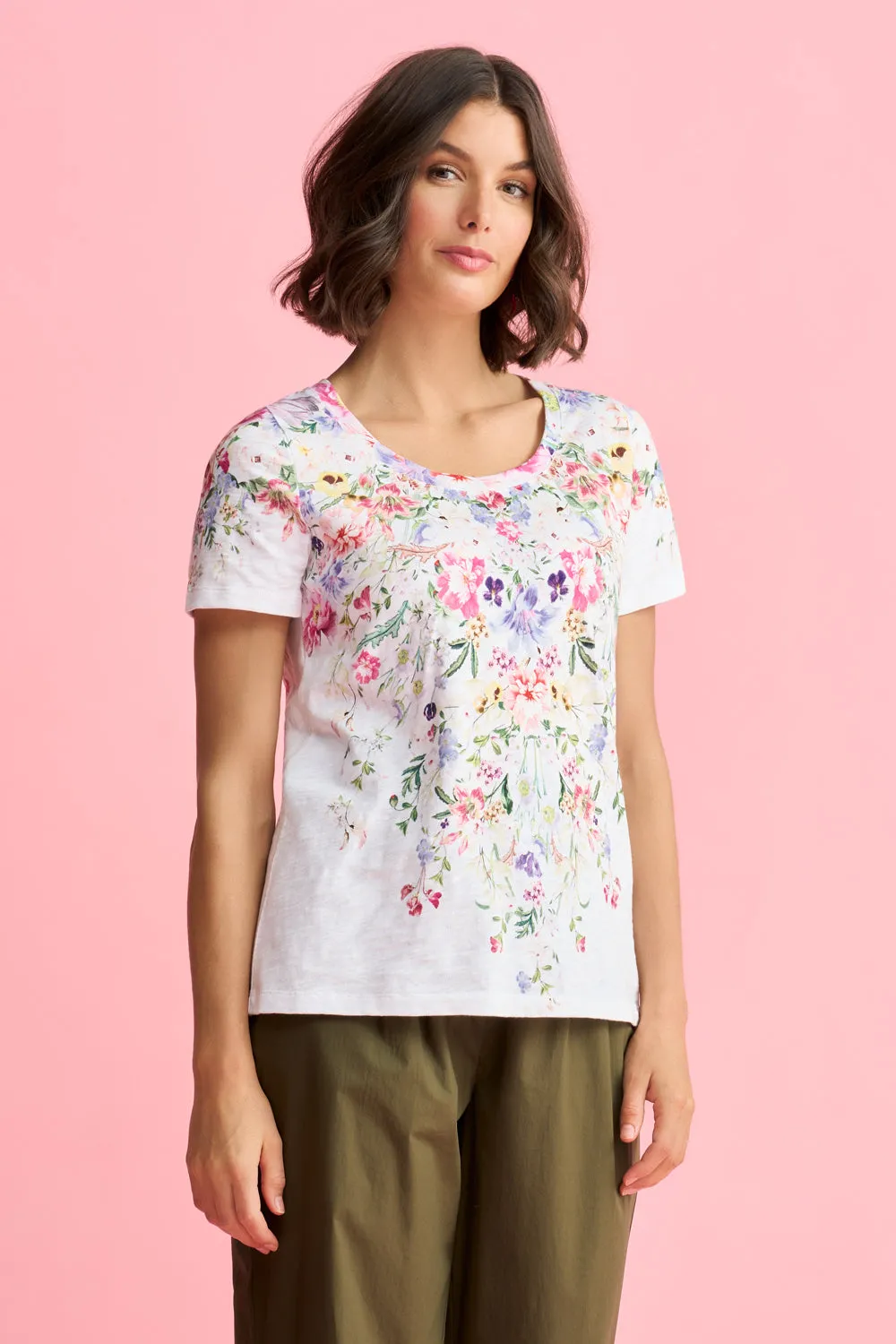 Border Print T-Shirt - Floral Border Print