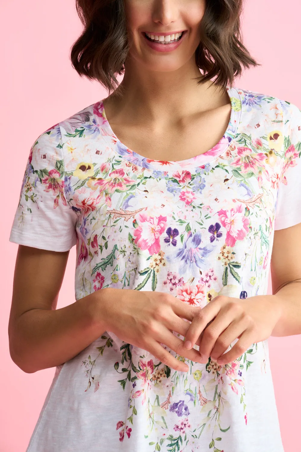 Border Print T-Shirt - Floral Border Print