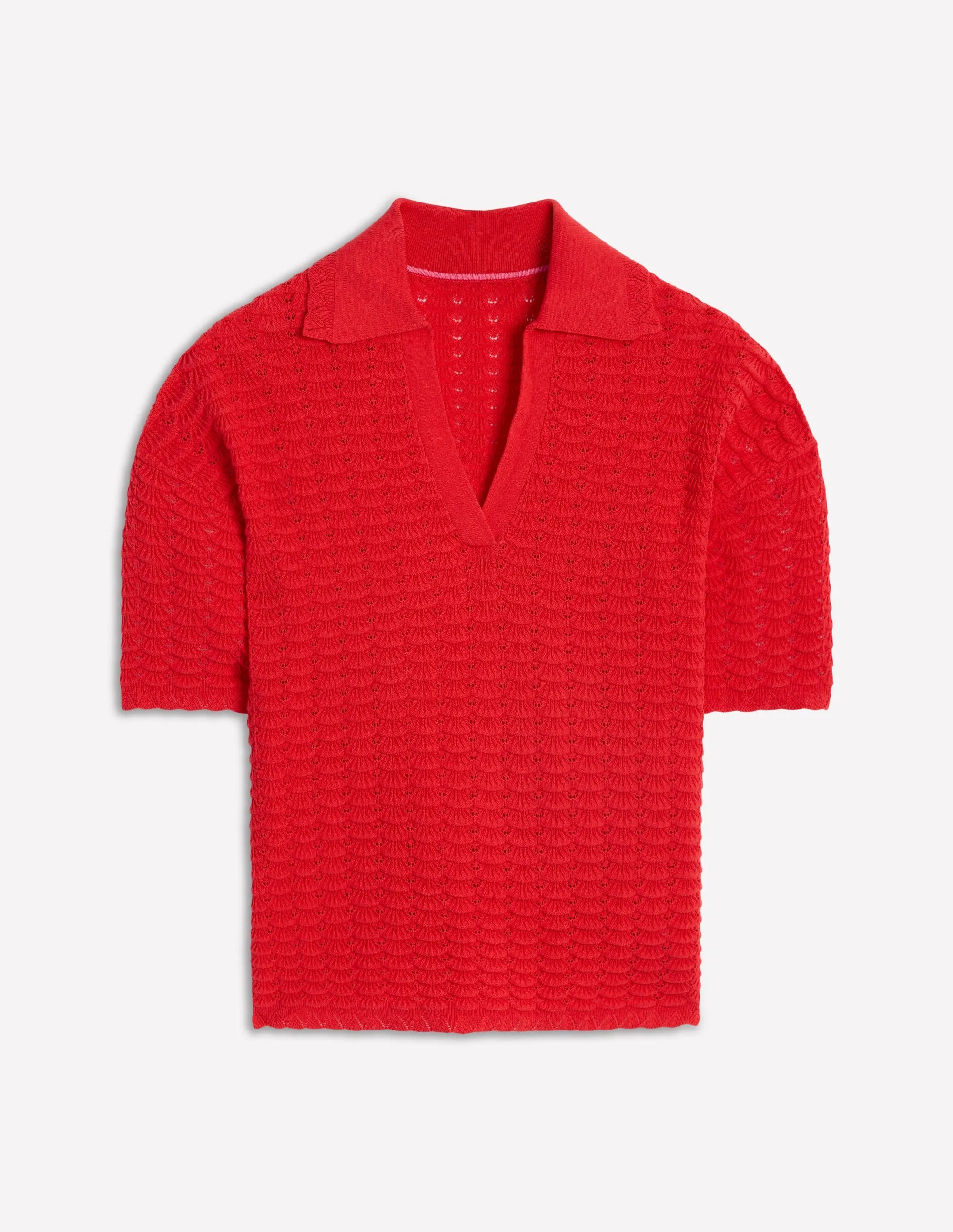 Collared Henley Jumper-Strawberry Tart Red