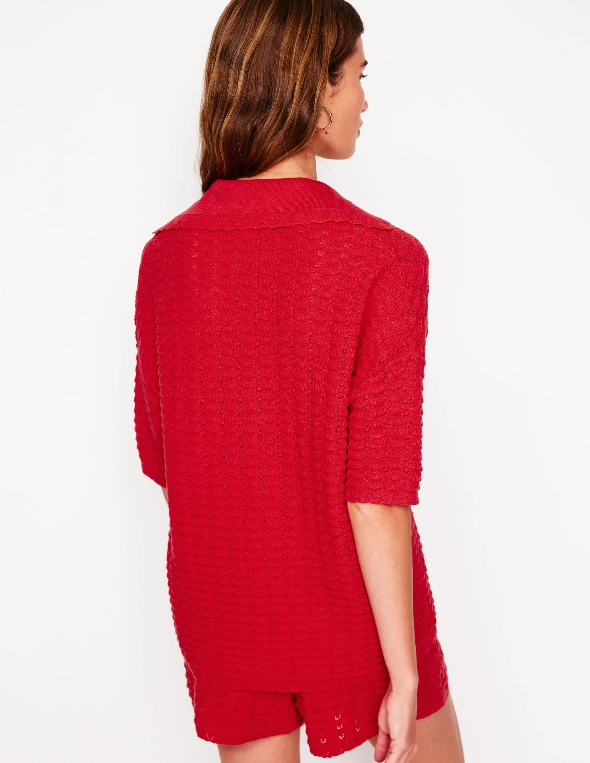Collared Henley Jumper-Strawberry Tart Red