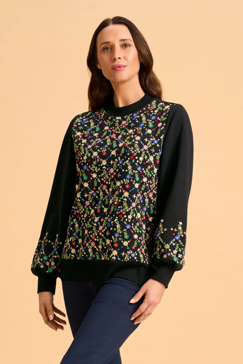 Embellished Cotton Sweater - Black