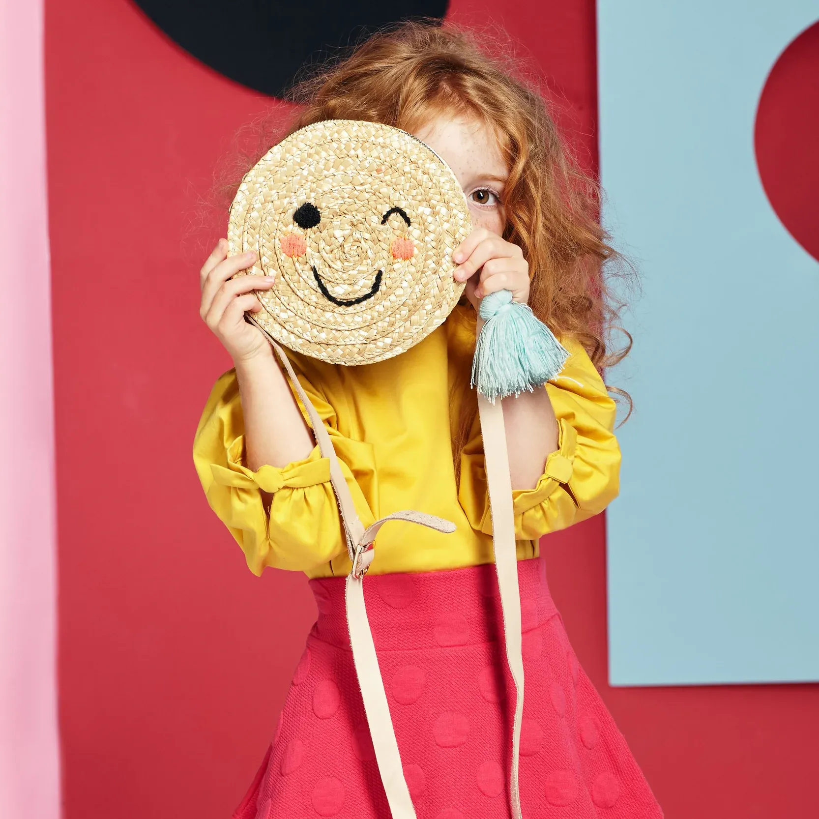 Emoji Cross Body Straw Bag