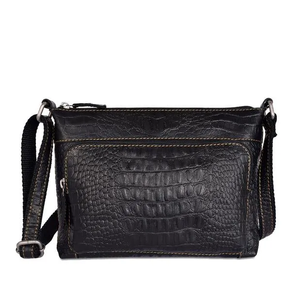 Jack Georges Hand Stained Buffalo Leather with Hornback Croco Emboss