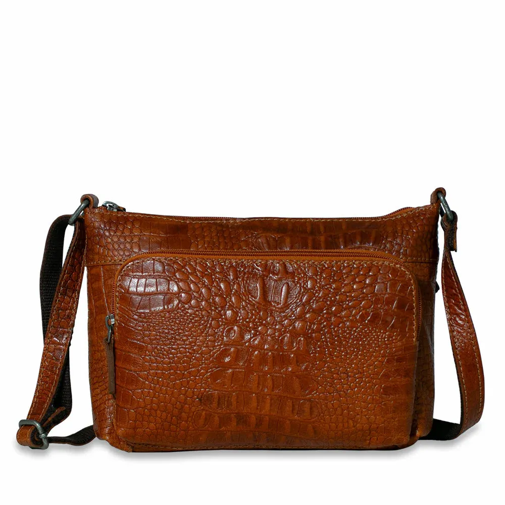 Jack Georges Hand Stained Buffalo Leather with Hornback Croco Emboss