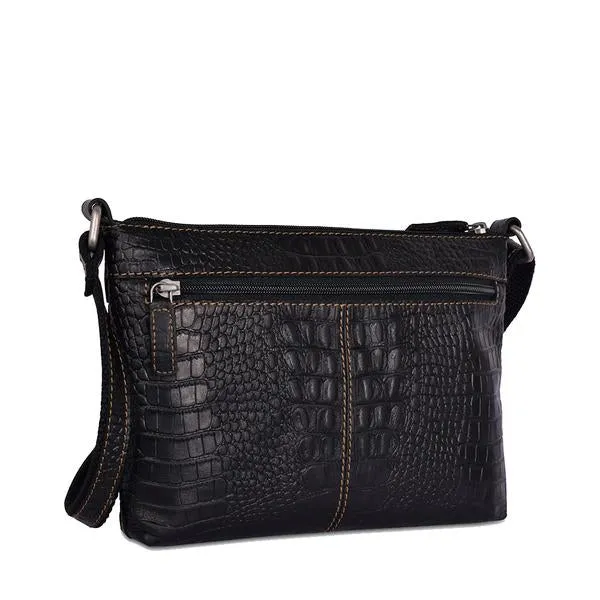 Jack Georges Hand Stained Buffalo Leather with Hornback Croco Emboss