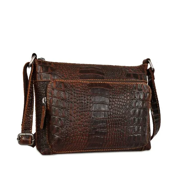 Jack Georges Hand Stained Buffalo Leather with Hornback Croco Emboss
