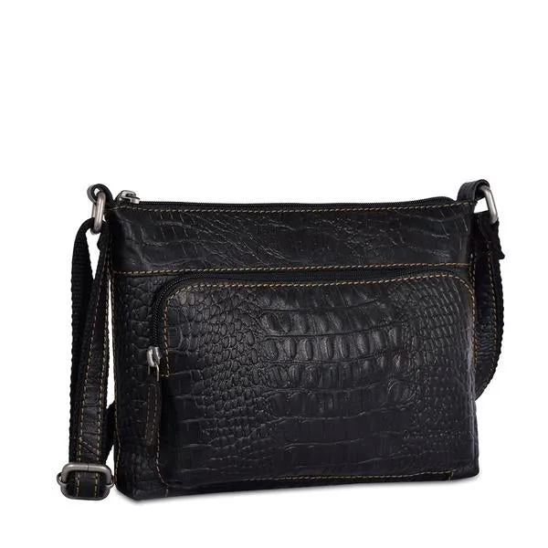 Jack Georges Hand Stained Buffalo Leather with Hornback Croco Emboss