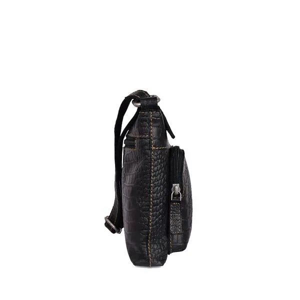 Jack Georges Hand Stained Buffalo Leather with Hornback Croco Emboss
