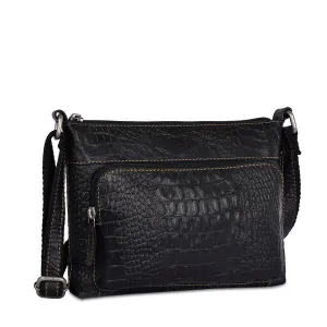 Jack Georges Hand Stained Buffalo Leather with Hornback Croco Emboss