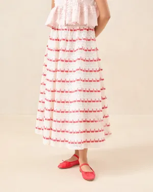 Janey Cream/Red Lace Skirt