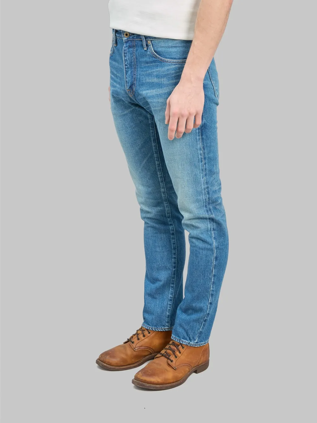 Japan Blue J304-MID 12.5oz Africa Cotton Stonewashed Straight Jeans Middle Indigo