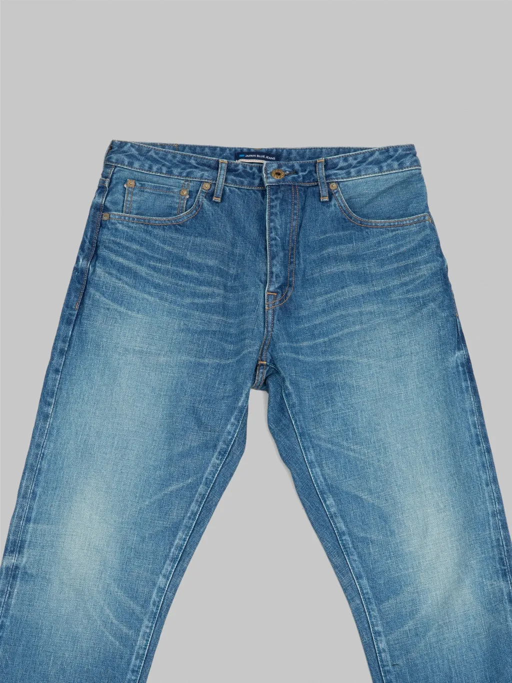 Japan Blue J304-MID 12.5oz Africa Cotton Stonewashed Straight Jeans Middle Indigo
