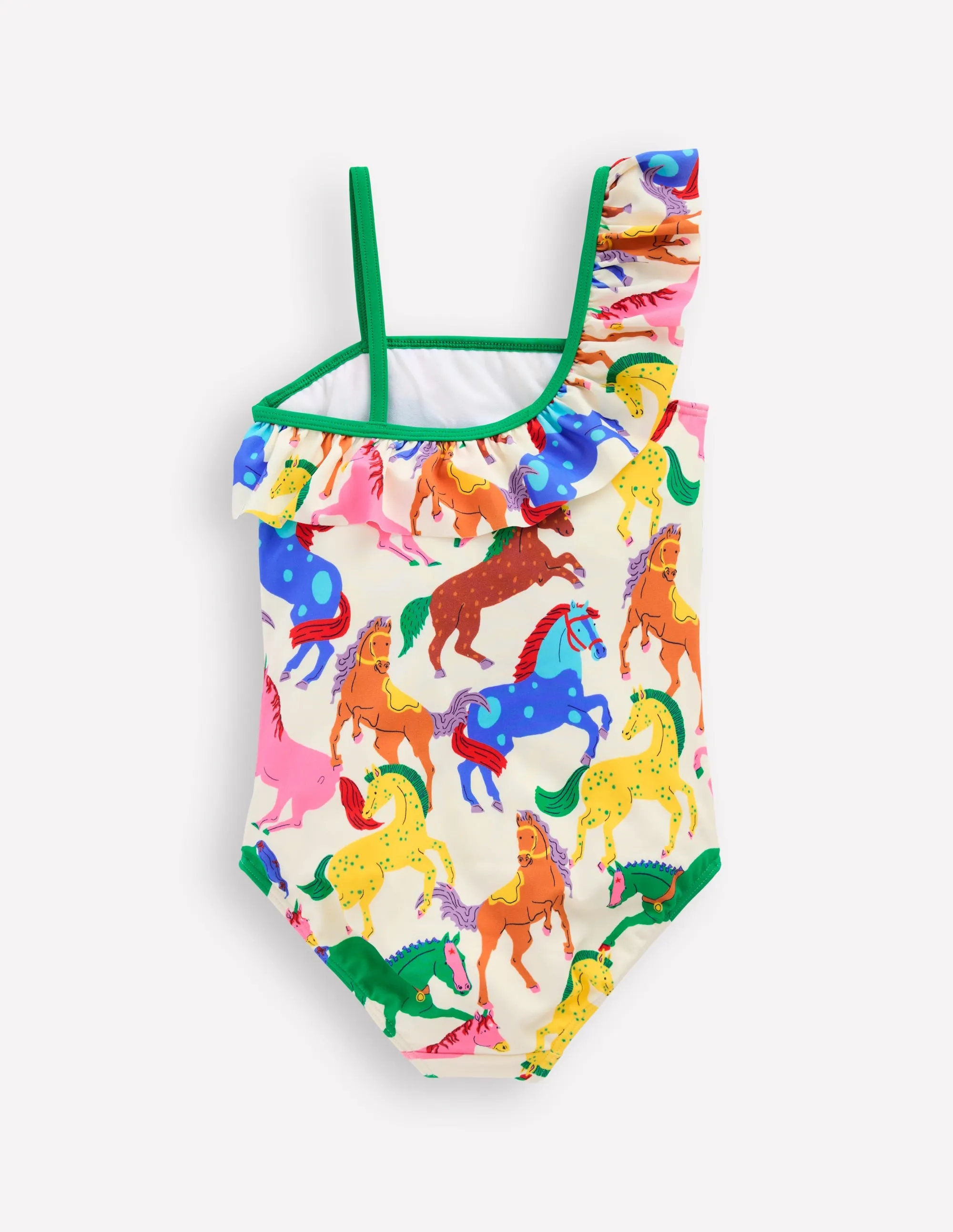 Lila One Shoulder Swimsuit-Multi Rainbow Horses