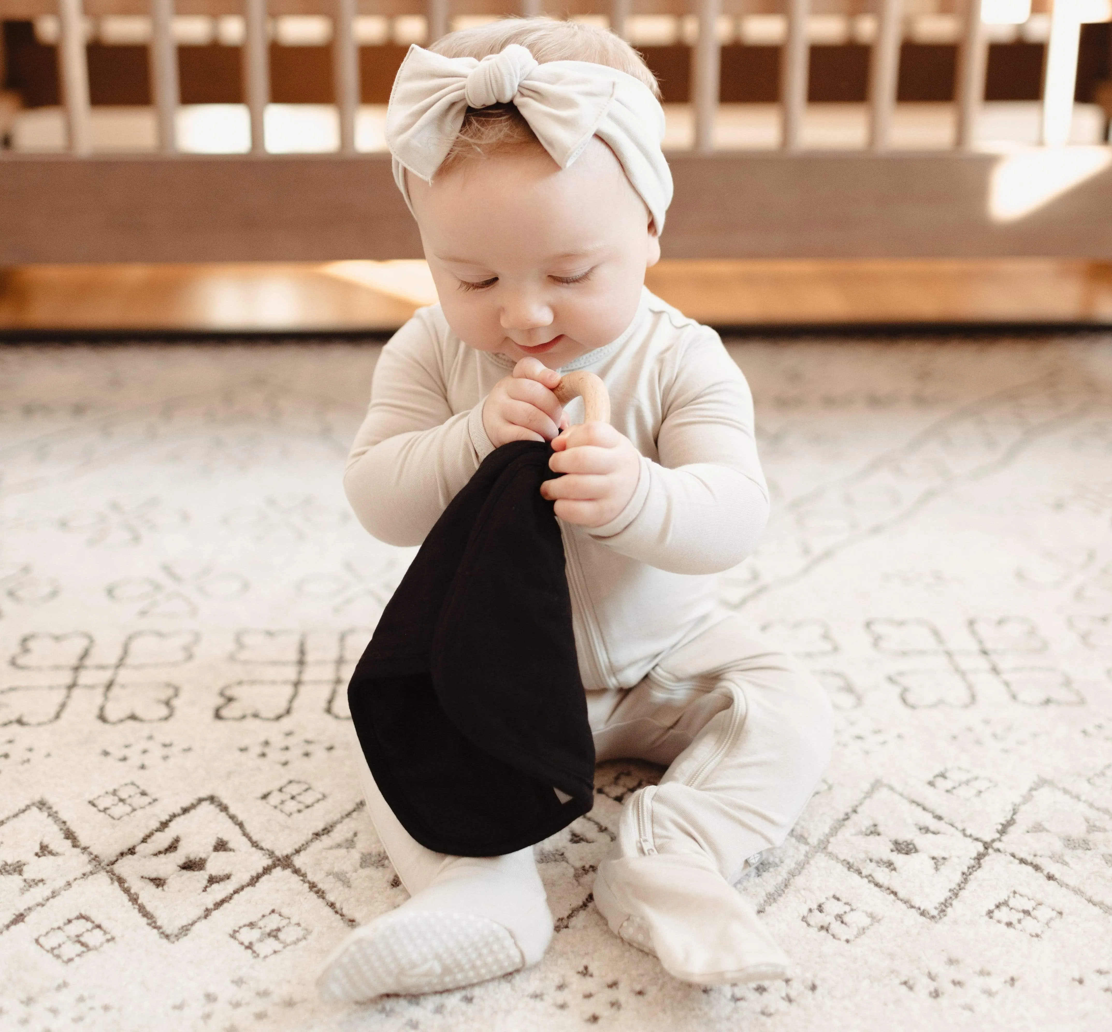 Lovey in Midnight with Removable Wooden Teething Ring