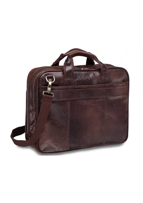Mancini Arizona Double Compartment Zip Briefcase for 15.6'' Laptop