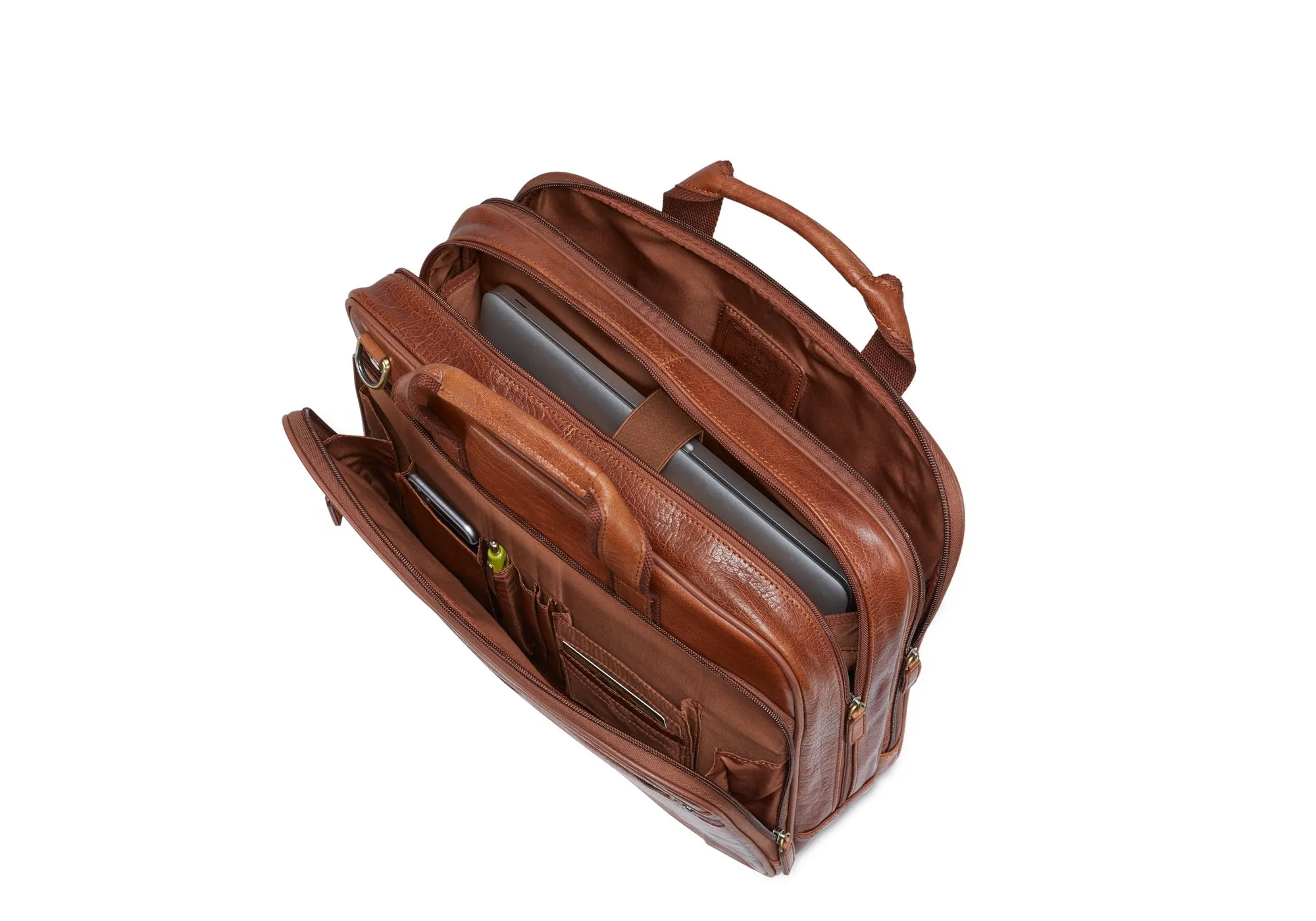 Mancini Arizona Double Compartment Zip Briefcase for 15.6'' Laptop