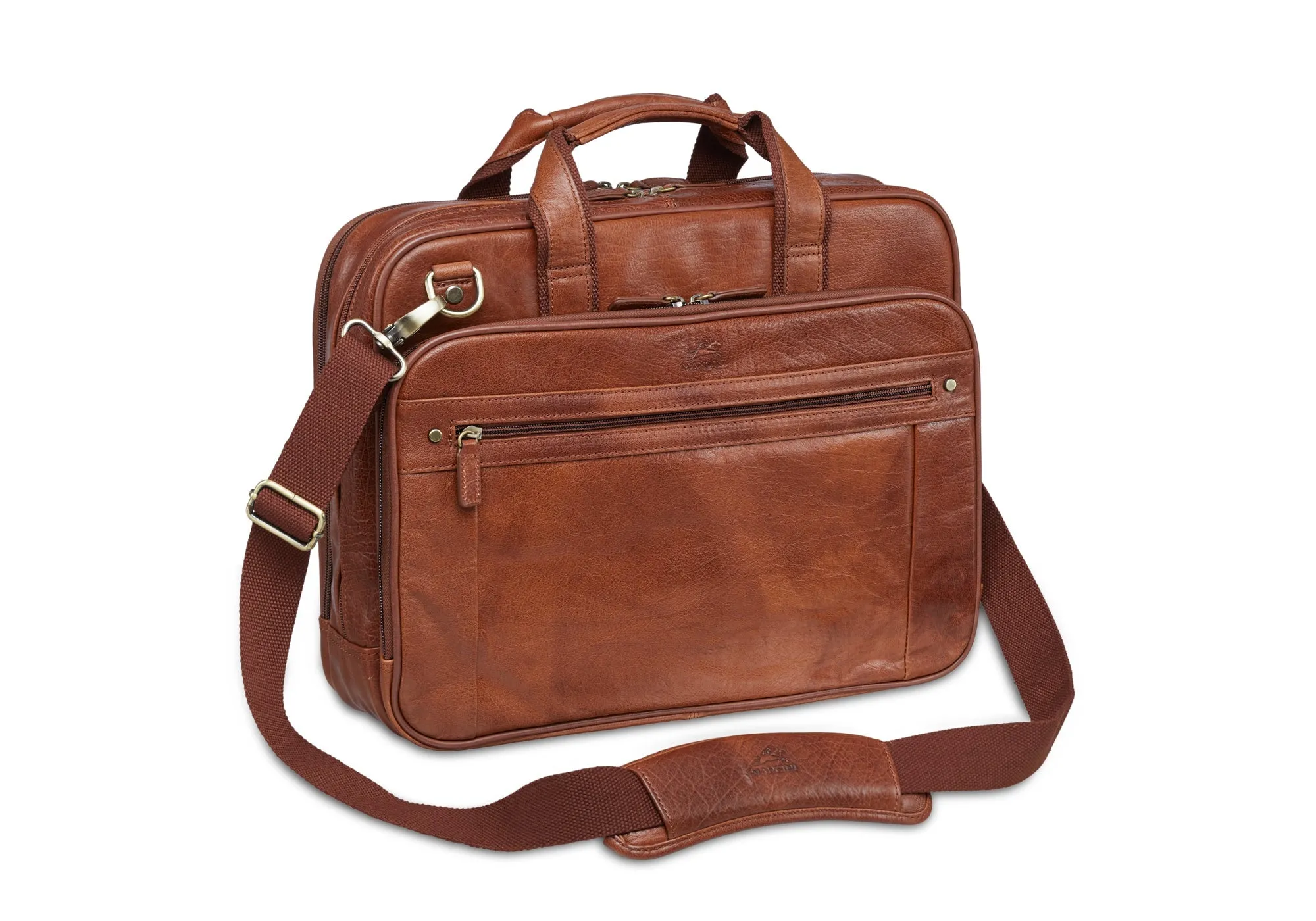 Mancini Arizona Double Compartment Zip Briefcase for 15.6'' Laptop