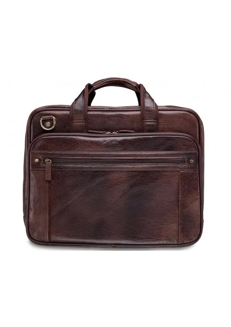 Mancini Arizona Double Compartment Zip Briefcase for 15.6'' Laptop