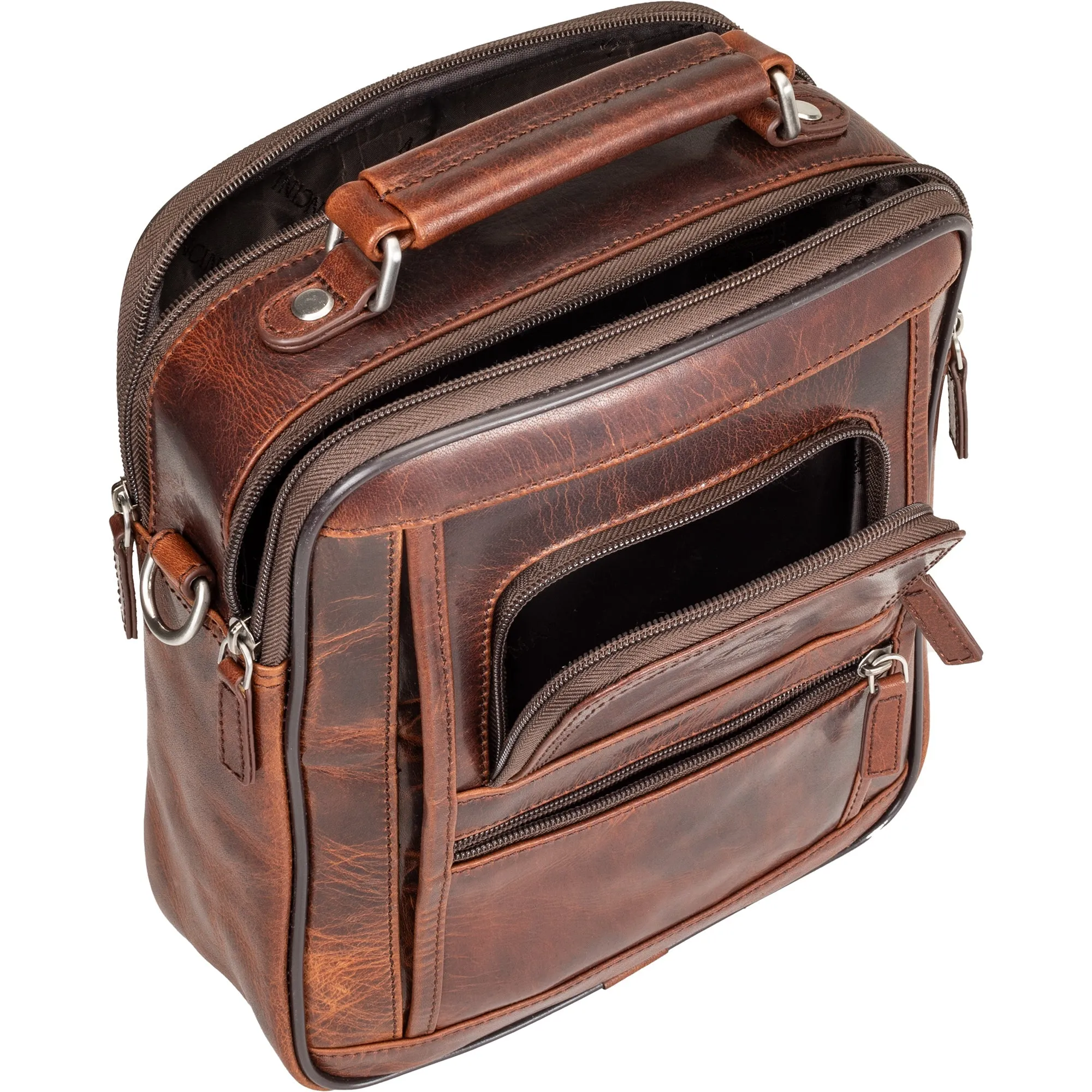Mancini Buffalo leather Double Compartment Unisex Bag