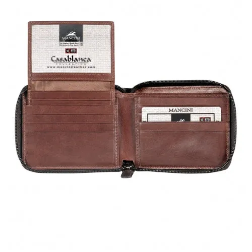 Mancini Casablanca Men's Zippered Wallet with Removable Passcase