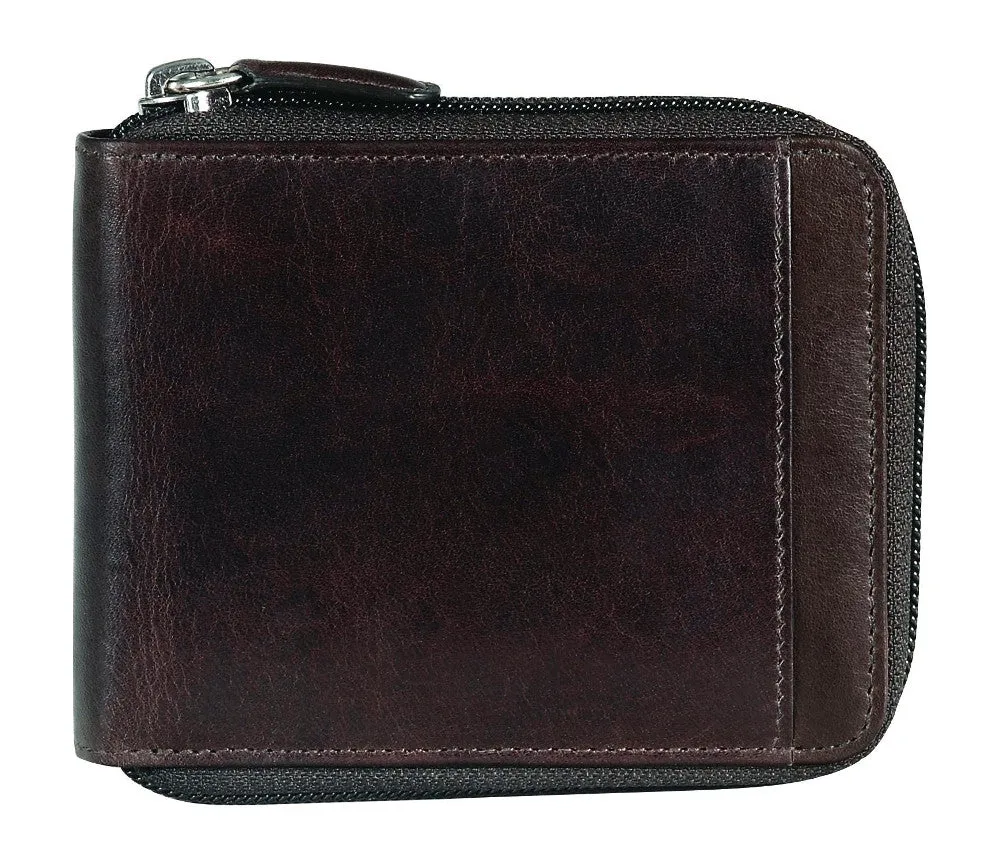 Mancini Casablanca Men's Zippered Wallet with Removable Passcase
