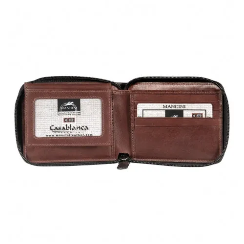 Mancini Casablanca Men's Zippered Wallet with Removable Passcase