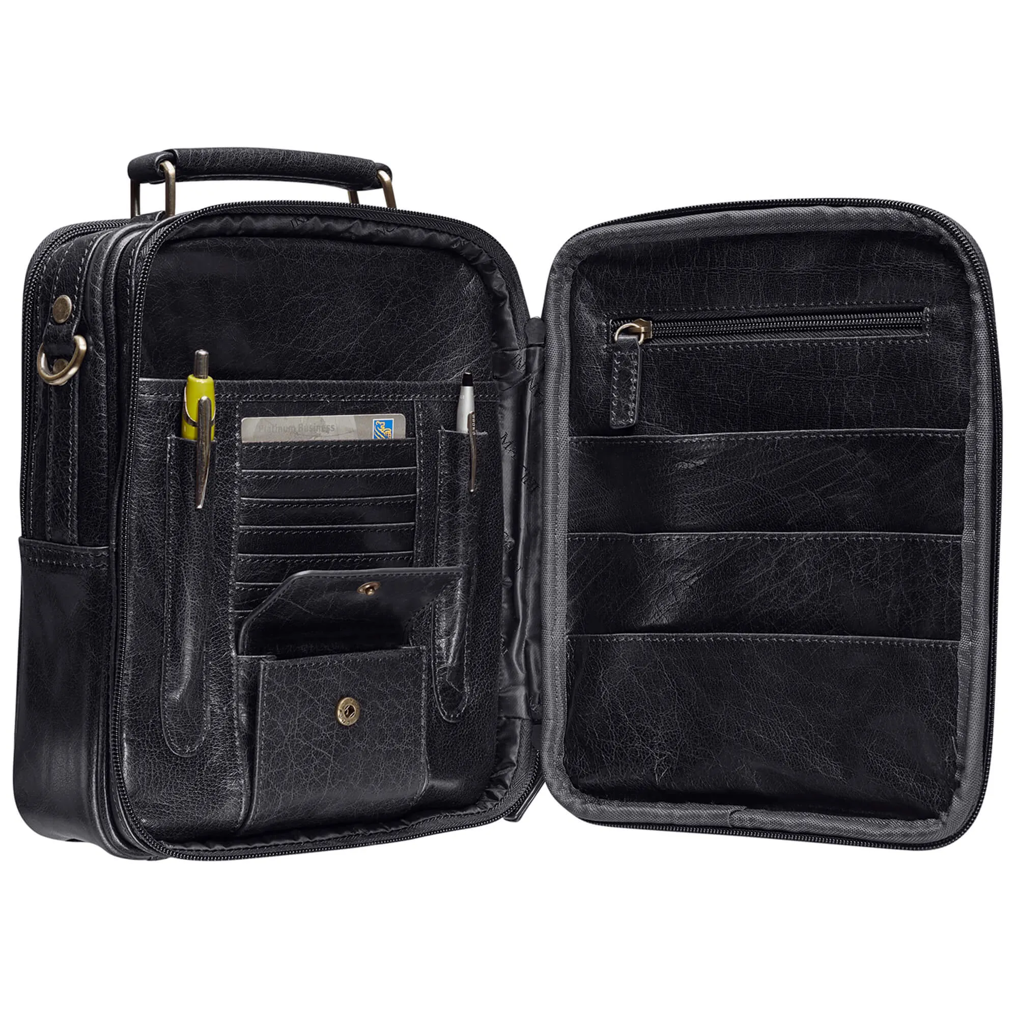 Mancini Large Unisex Bag with Zippered Rear Organizer