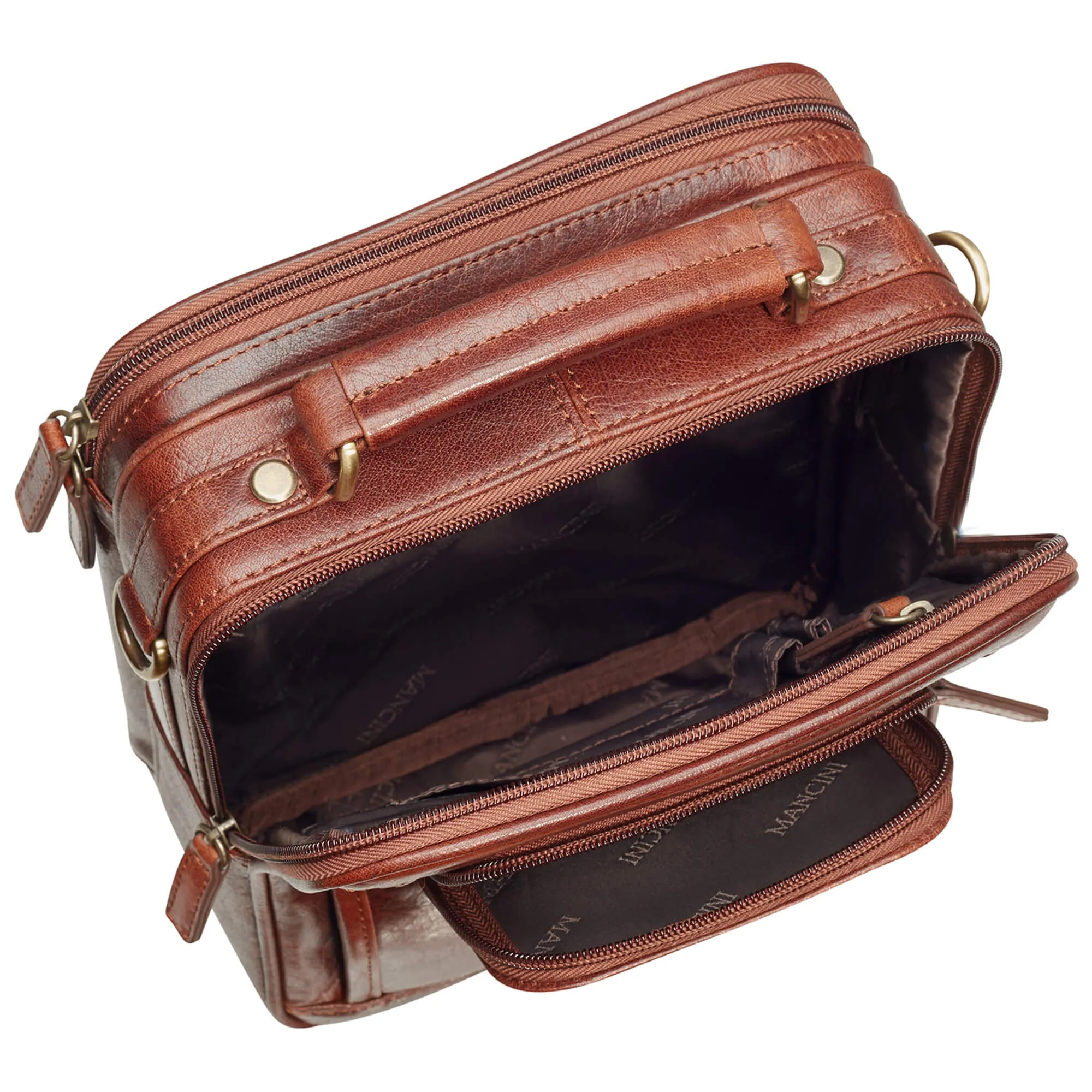 Mancini Large Unisex Bag with Zippered Rear Organizer