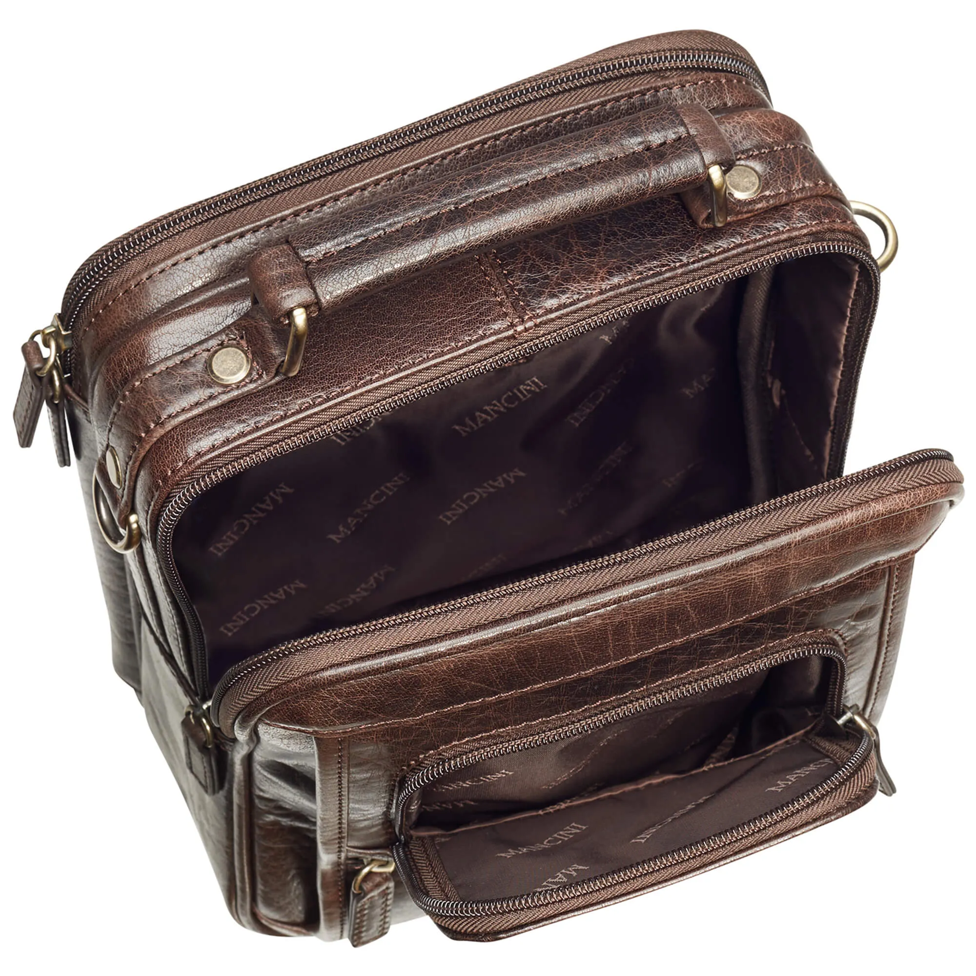 Mancini Large Unisex Bag with Zippered Rear Organizer