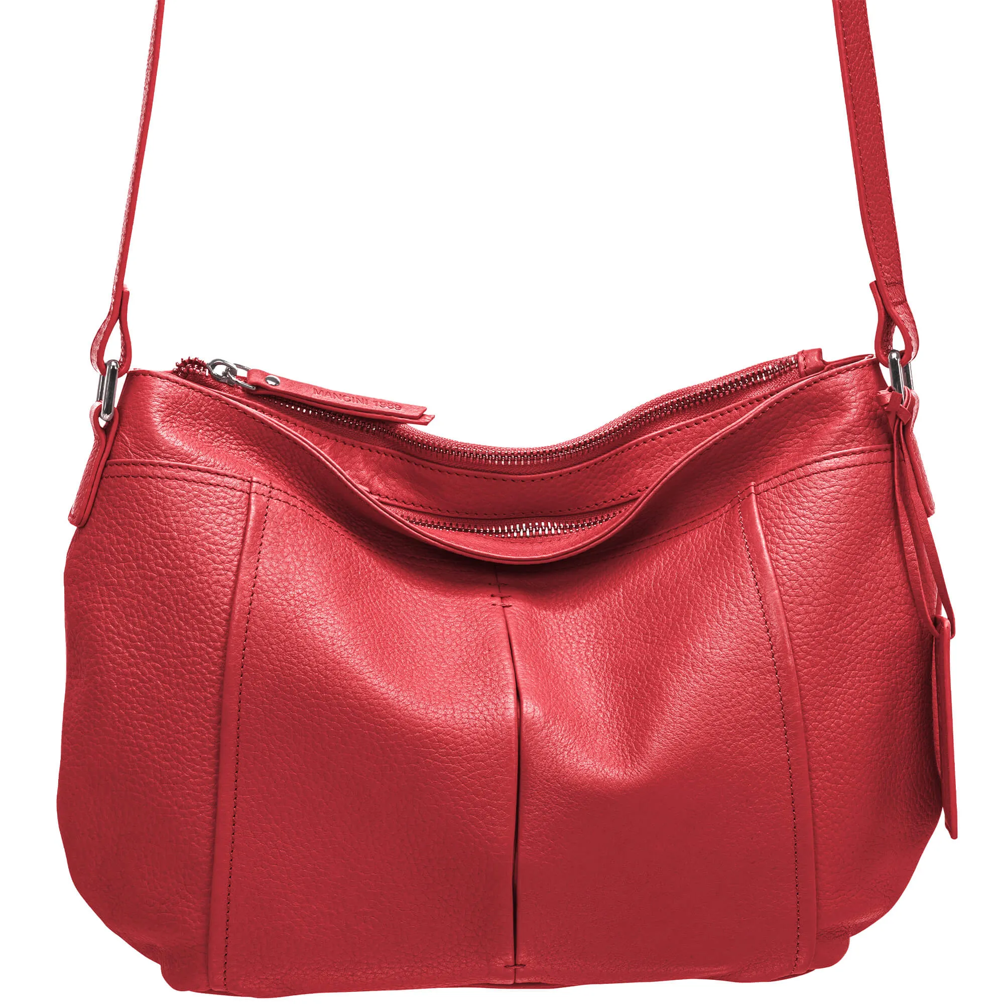 Mancini Pebbled Scarlet Crossbody Hobo bag