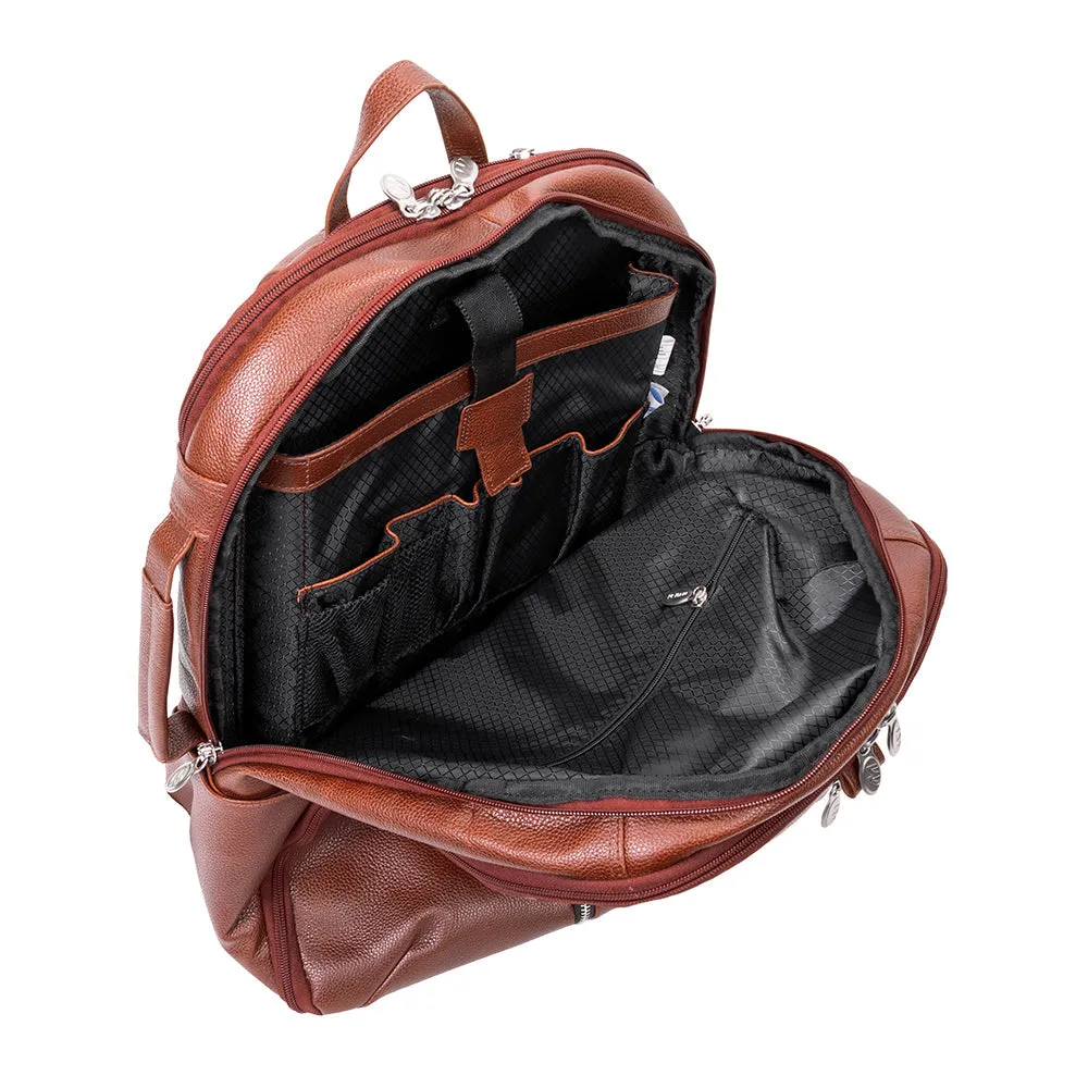 McKlein 17" Leather Triple Compartment Carry-All Laptop Weekend Backpack
