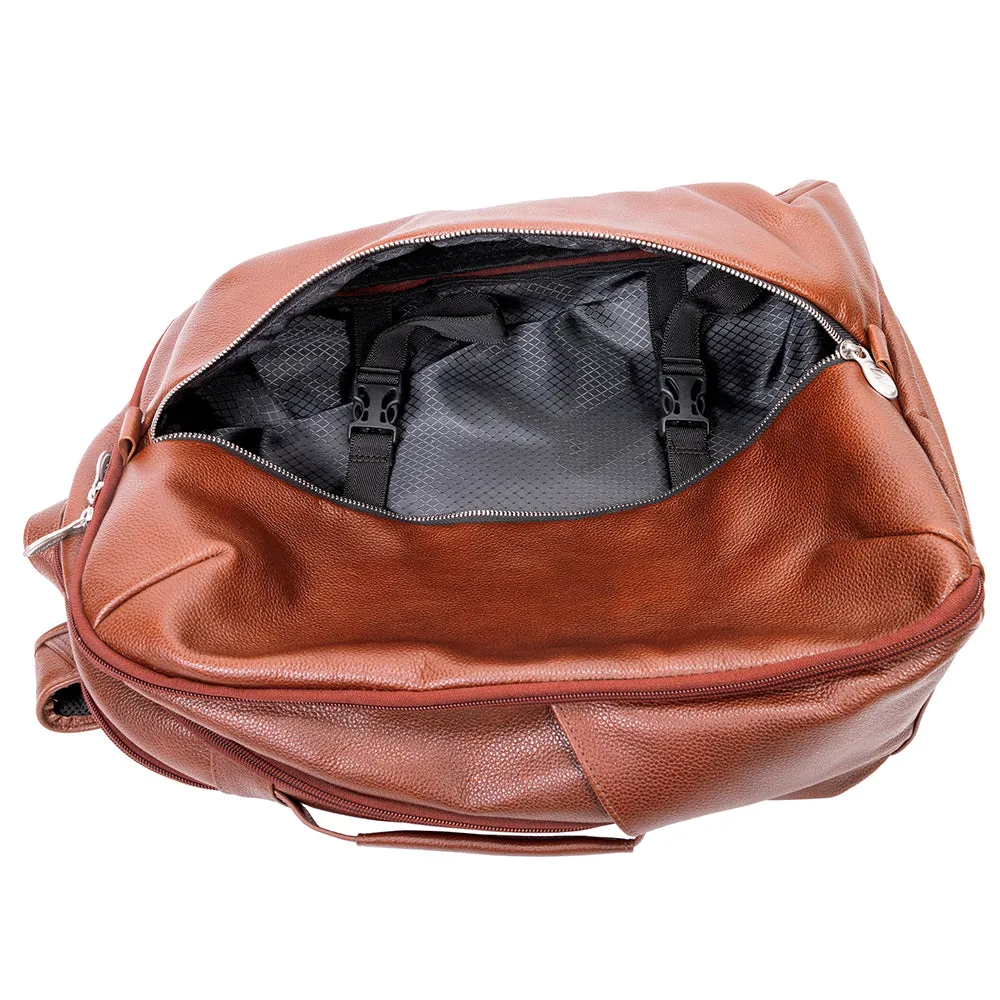 McKlein 17" Leather Triple Compartment Carry-All Laptop Weekend Backpack