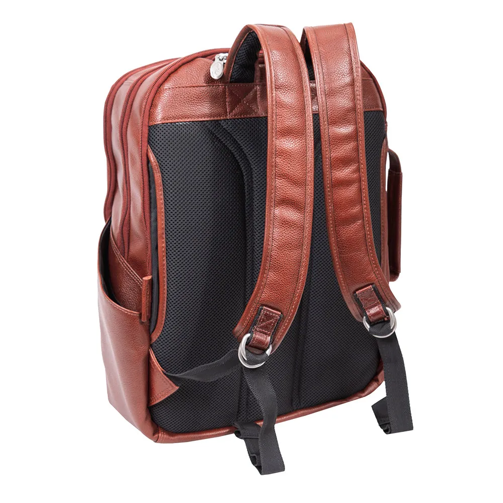 McKlein 17" Leather Triple Compartment Carry-All Laptop Weekend Backpack