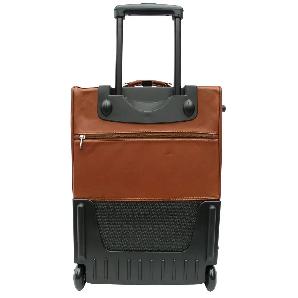 Piel 19" Leather Multi Pocket Wheeler Carry on