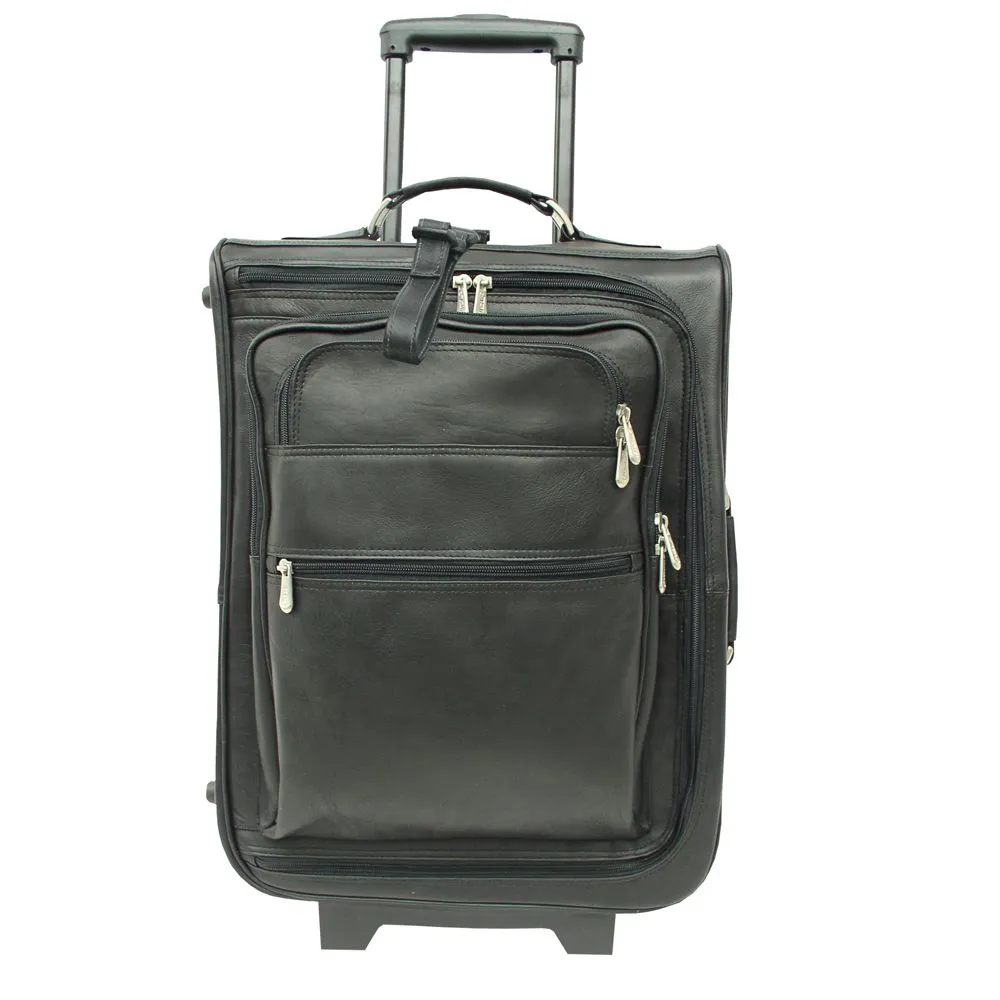 Piel 19" Leather Multi Pocket Wheeler Carry on