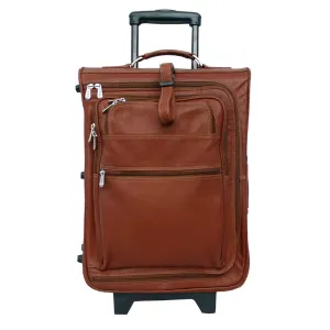 Piel 19" Leather Multi Pocket Wheeler Carry on
