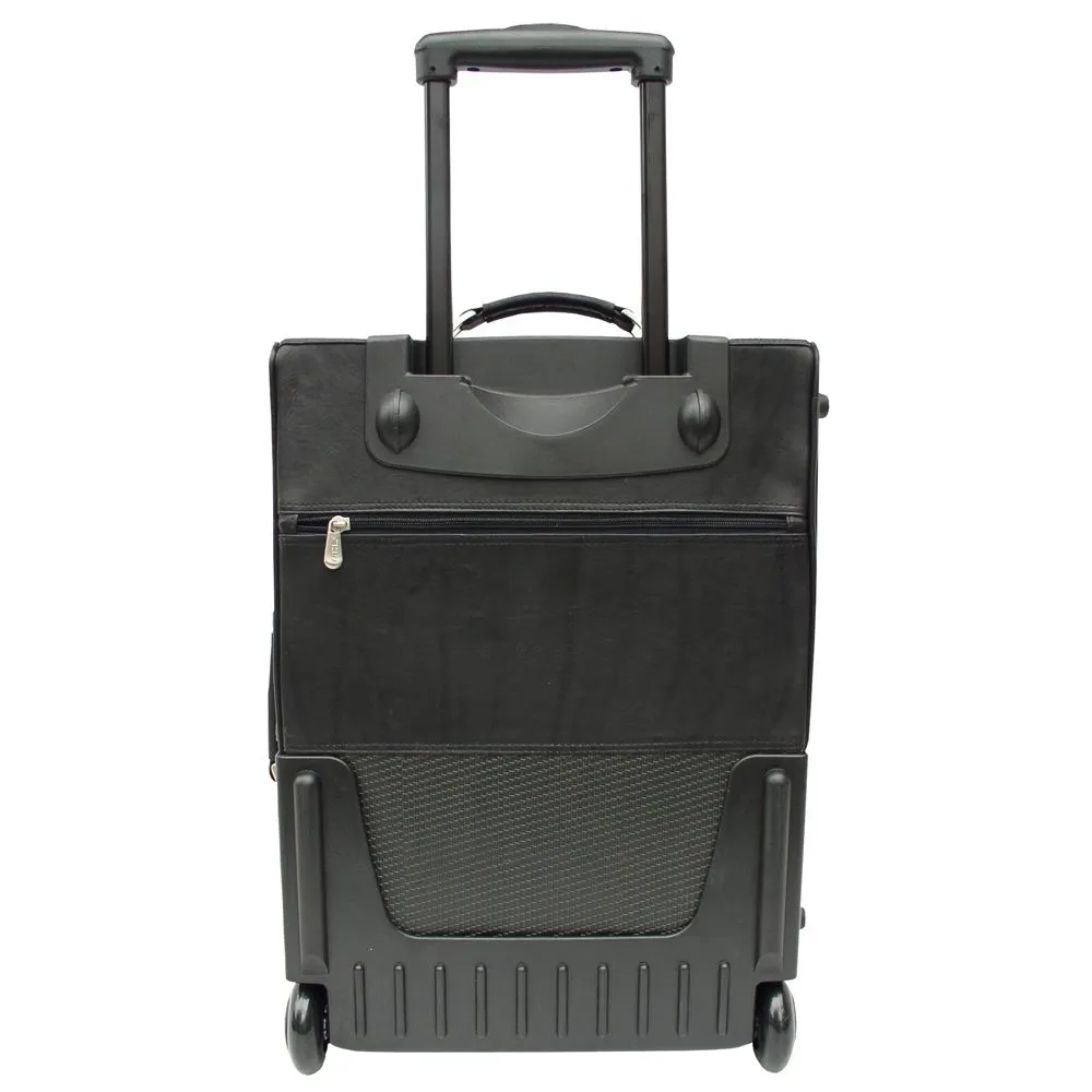 Piel 19" Leather Multi Pocket Wheeler Carry on