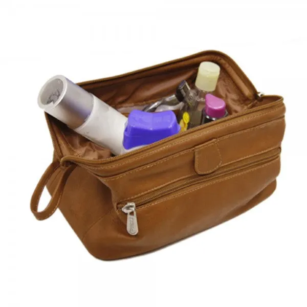 Piel Leather Deluxe Top Frame Toiletry Kit