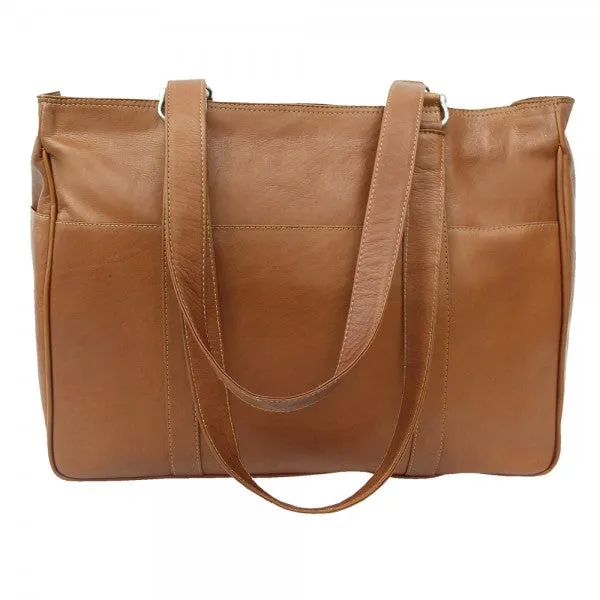 Piel Leather Medium Zippered Shopping Bag