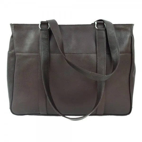 Piel Leather Medium Zippered Shopping Bag
