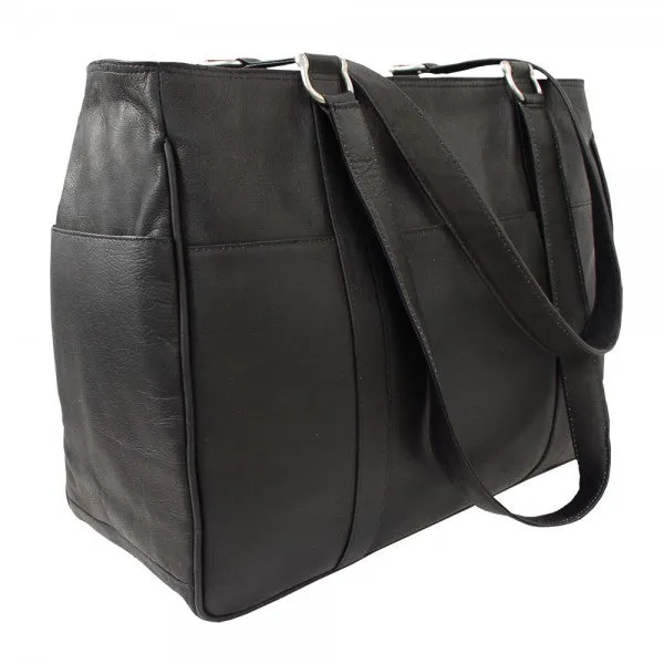 Piel Leather Medium Zippered Shopping Bag